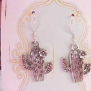 3 / $10 Succulent Cactus Earrings Silver Charm Handmade US Women Birthday Gift